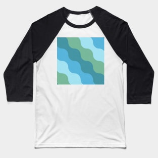 Groovy Geometric Decor - Retro Waves No.001 / Teal Shades Baseball T-Shirt